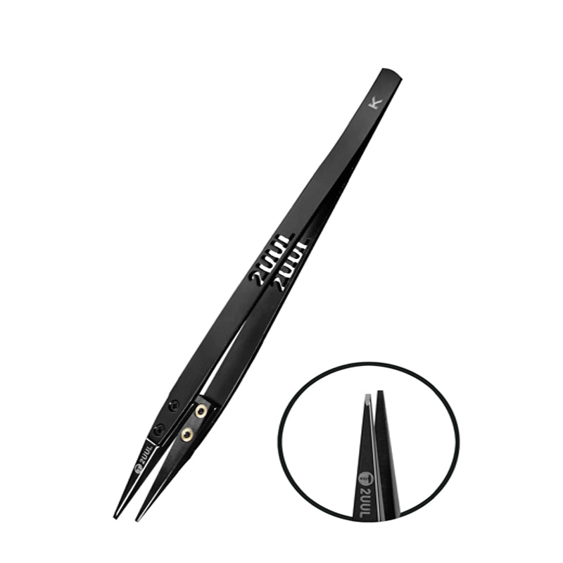 2UUL TW32 Black K platte punt ESD - veilige keramische pincet