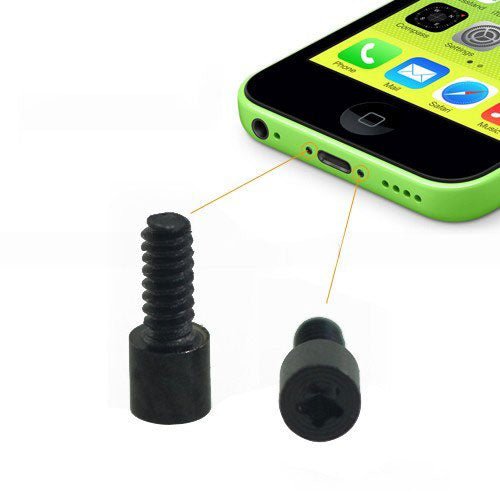 2x onderste schroeven voor iPhone 5c zwart origineel
