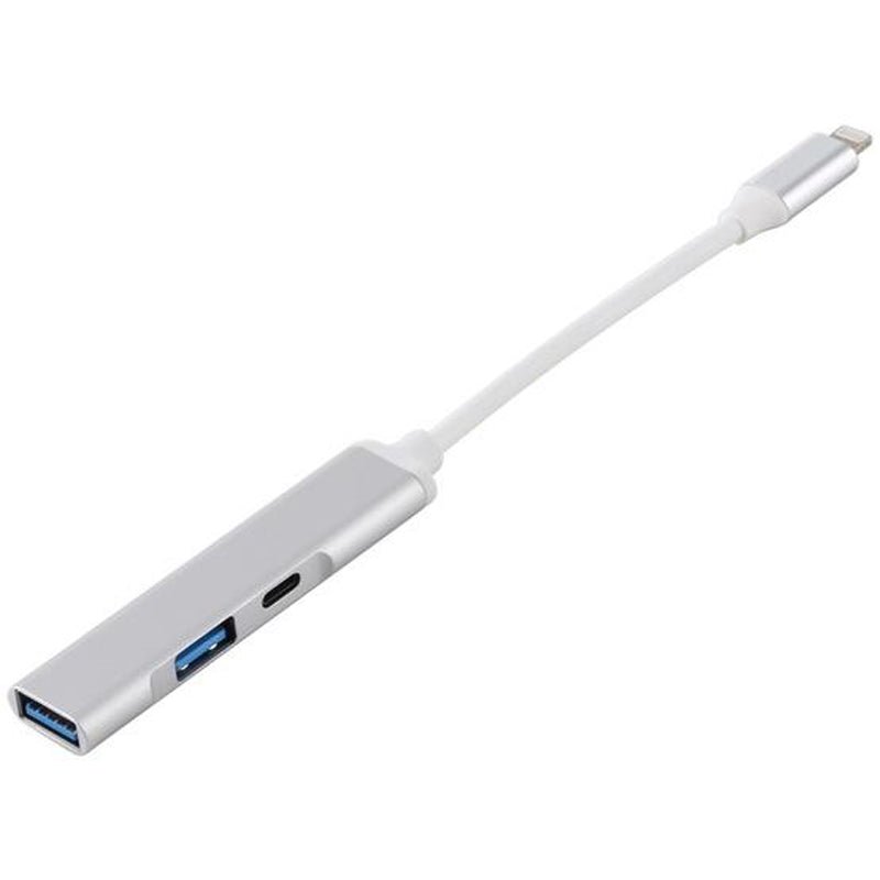3 in 1 Lightning (Male) naar USB 3.0*2 (Female) + Lightning (Female) Camera Reader Adapter