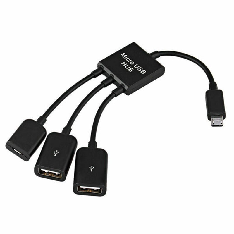 3 in 1 Micro USB (Male) naar Dual USB 2.0 (Female)/Micro USB (Female) Host OTG Adapter Kabel