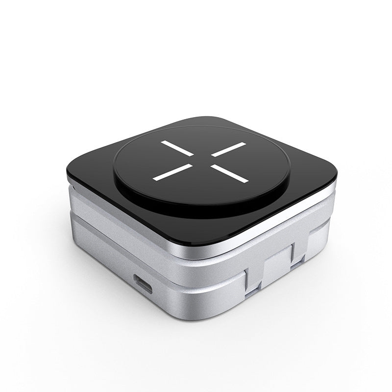 3 in 1 opvouwbare magnetische draadloze oplader standaard voor iPhone/Apple Watch/AirPods zilver CE - gecertificeerd