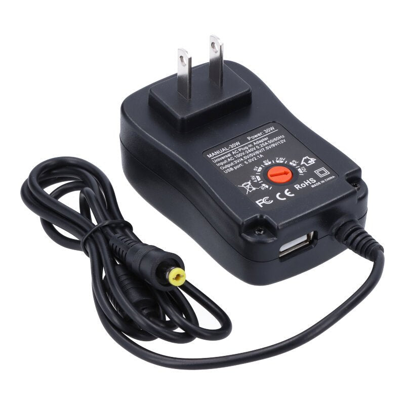 30W 3 - 12V instelbare uitgangsvermogen voeding met 8 selecteerbare adapter tips US adapter