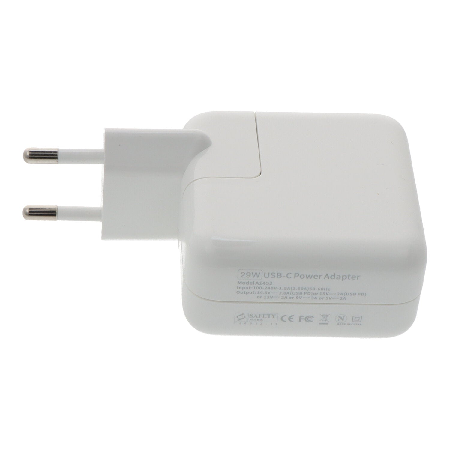 30W oplader met 2M dual USB - C kabel voor MacBook HQ Wit zonder logo EU plug