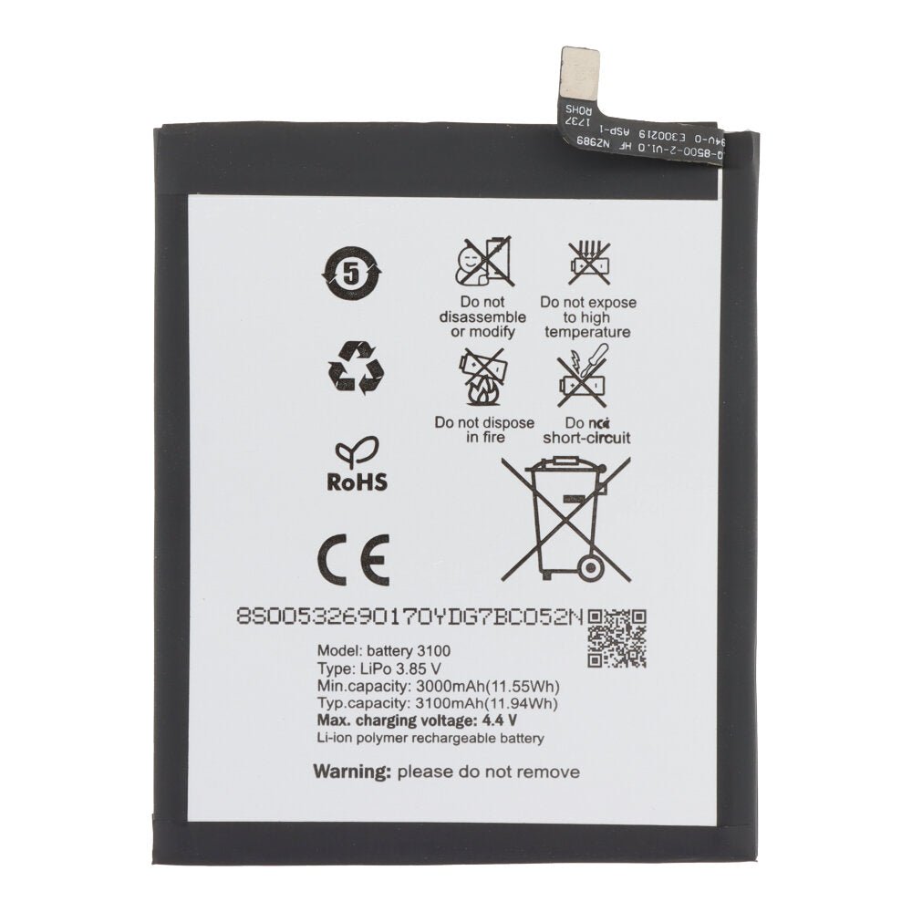 3100mAh batterij + batterij plaklaag voor BQ Aquaris X/Aquaris X Pro OEM