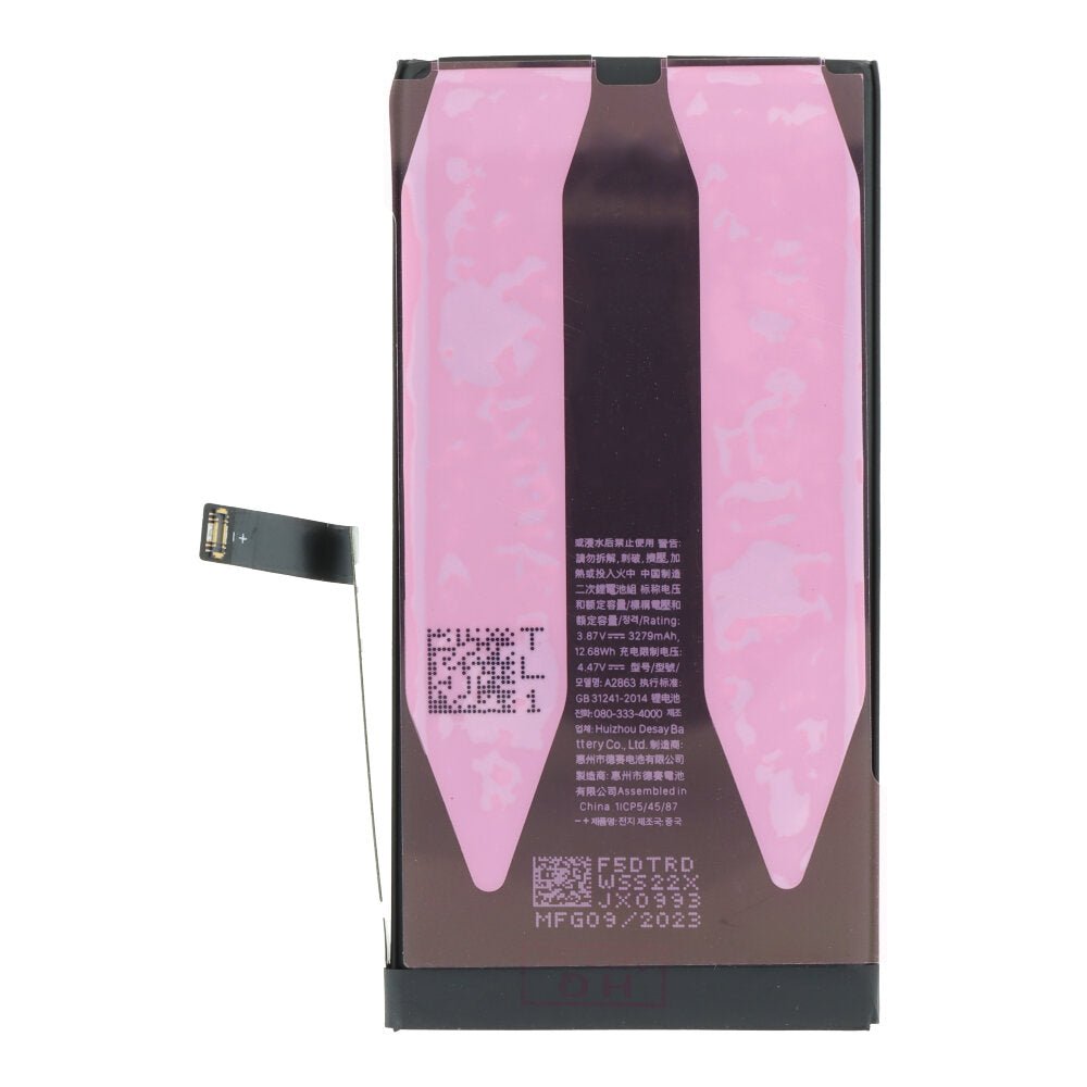 3279mAh batterij + batterij plaklaag voor iPhone 14 OEM