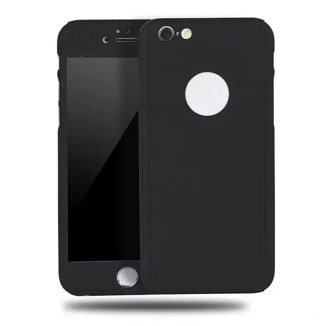 360 volledige dekking harde case met tempered glass voor iPhone 6/6S zwart
