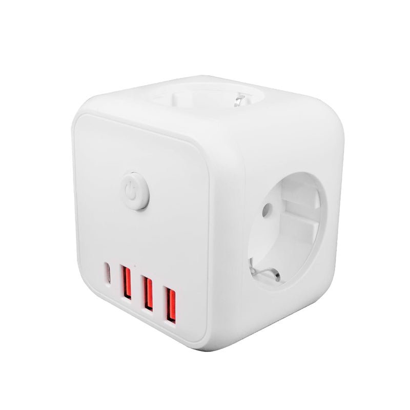 3x AC + 3x USB + 1x USB - C 7 in 1 bureau stekkerdoos EU Plug Wit