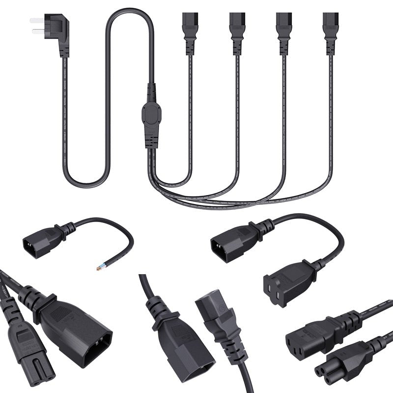 4 in 1 Female Y Type 3C Puur Koper AC Stroomkabel met 5 Types Verlengkabels EU Stekker
