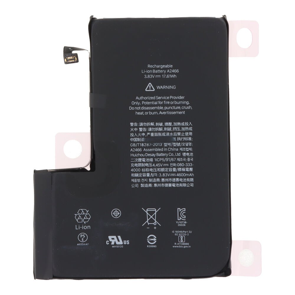 4600mAh batterij + plaklaag voor iPhone 12 Pro Max hoge capaciteit versie + diagnose + batterij gezondheid 100% OEM zonder logo