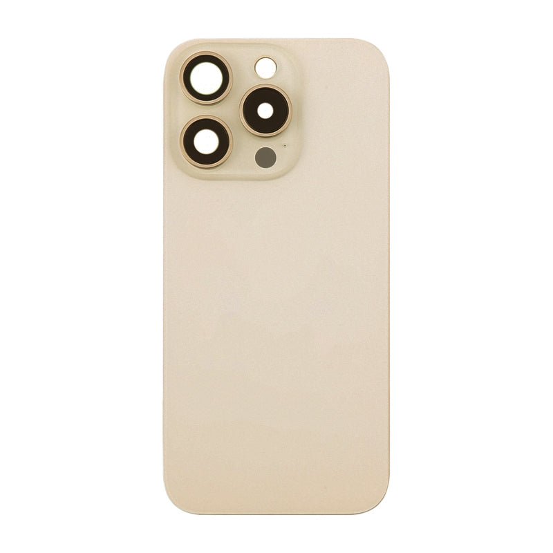 Batterij cover en back camera lens en bezel met magnetische ring, metalen plaat, draadloze oplaadchip, en flitslicht voor iPhone 16 Pro Desert Titanium Origineel
