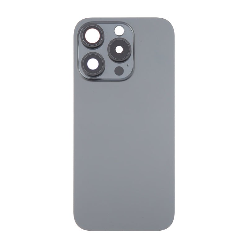 Batterij cover en Back camera lens en bezel met magnetische ring, metalen plaat, draadloze oplader chip en flitslicht voor iPhone 16 Pro Black Titanium OEM