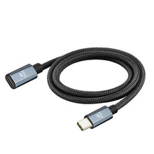 0,8M 100W 40Gbps 8K USB - C (Male) naar USB - C (Female) nylon gevlochten snellaad verlengkabel voor laptop/telefoon grijs