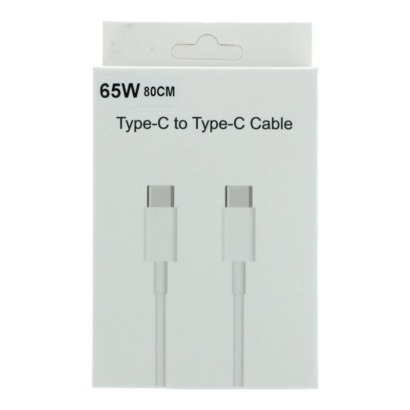 0.8M 65W USB - C naar USB - C opladen Data Kabel met verpakking Wit HQ