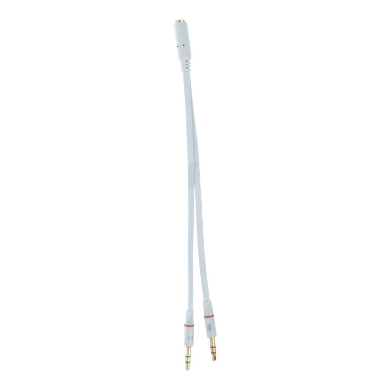 1 female naar 2 male koptelefoon audiokabel mic adapter wit