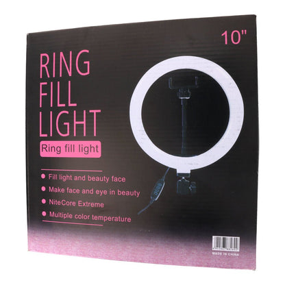 10 inch ring light met 55 cm opvouwbare statief selfie stick zwart - OEM Spares