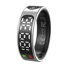 10 multifunctionele LED display & touch button smart ring met oplaadcase zilver