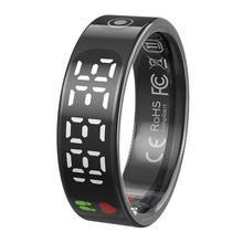10 multifunctionele led display & touch button smart ring met oplaadcase zwart