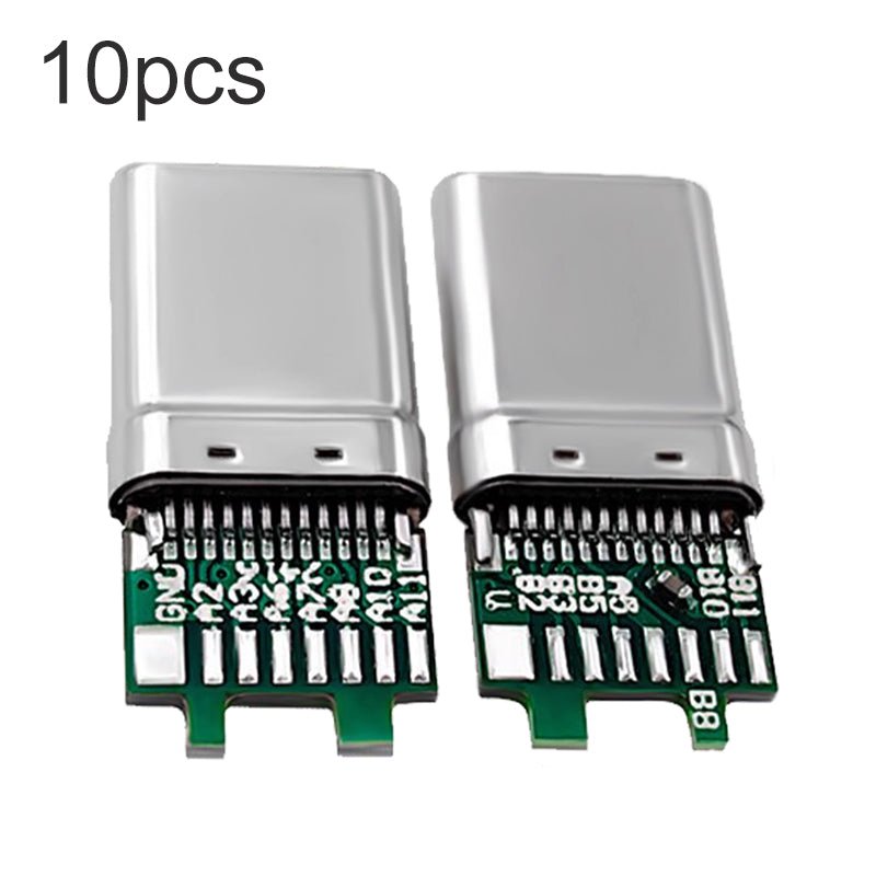 10 stuks 24 - pin USB - C male snellaad connector met 16 soldeerpunten + 10nf condensator