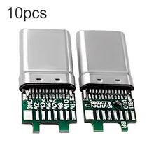 10 stuks 24 - pin USB - C male snellaad connector met 16 soldeerpunten + 10nf condensator