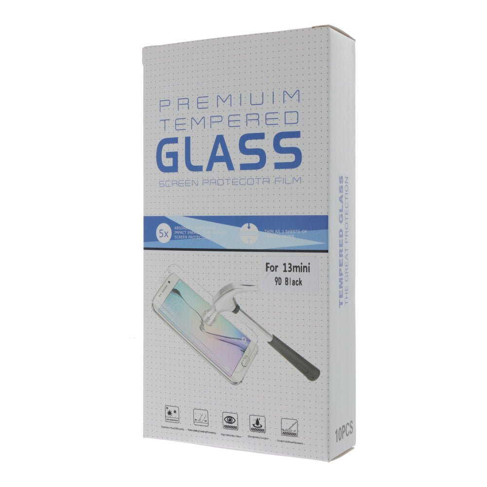 10 stuks 9D full screen tempered glass screen protector voor iPhone 13 mini 5.4" zwart