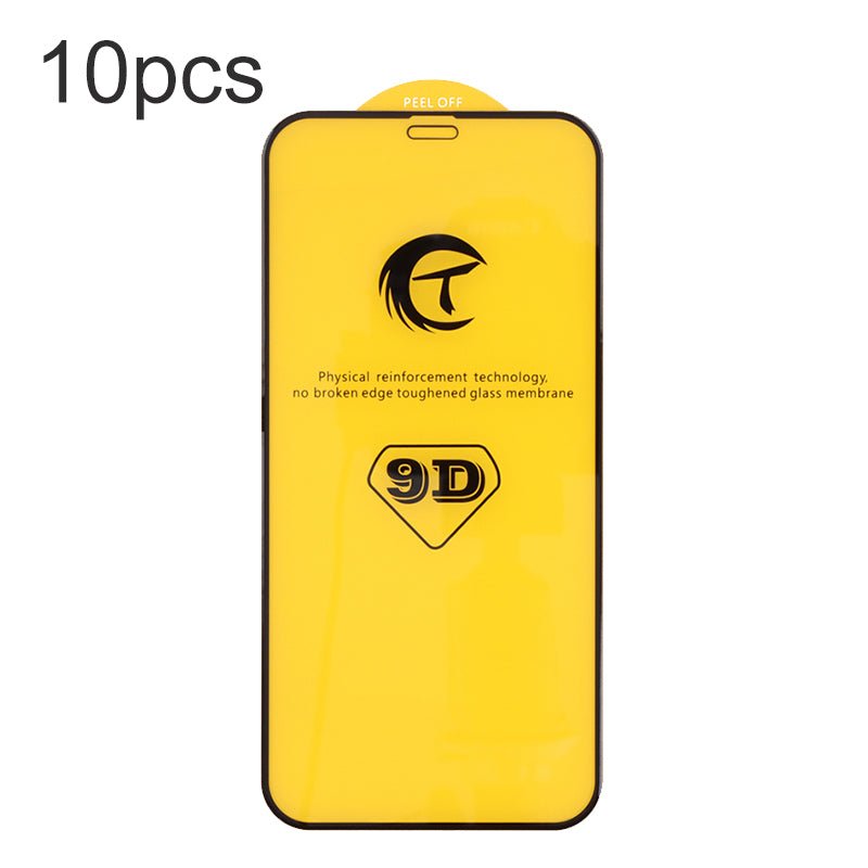 10 stuks 9D full screen tempered glass screen protector voor iPhone 14 Pro Max zwart