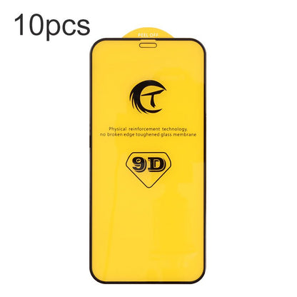 10 stuks 9D full screen tempered glass screen protector voor iPhone 16 Pro Max black