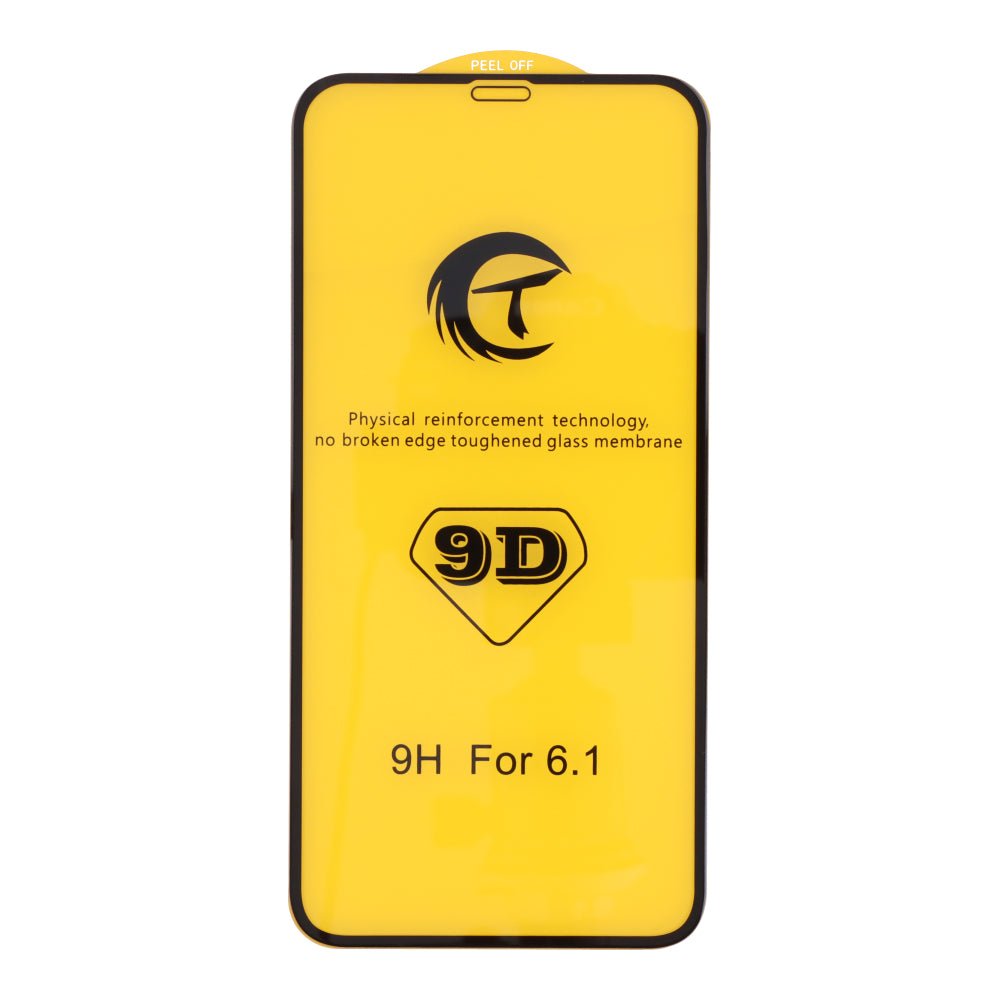 10 stuks 9D full screen tempered glass screen protector voor iPhone XR/11 zwart