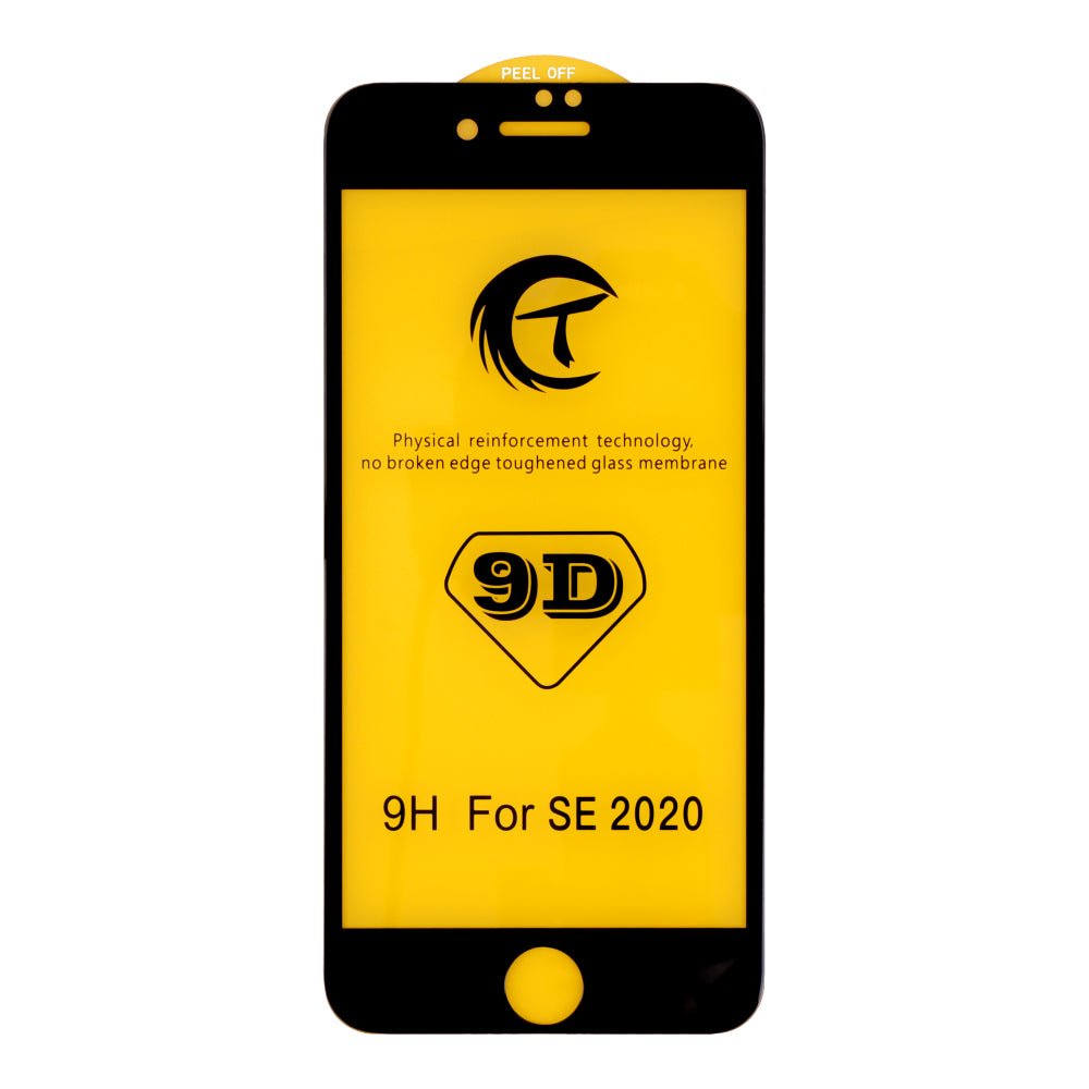 10 stuks 9D full screen tempered glass screenprotector voor iPhone SE (2020) zwart