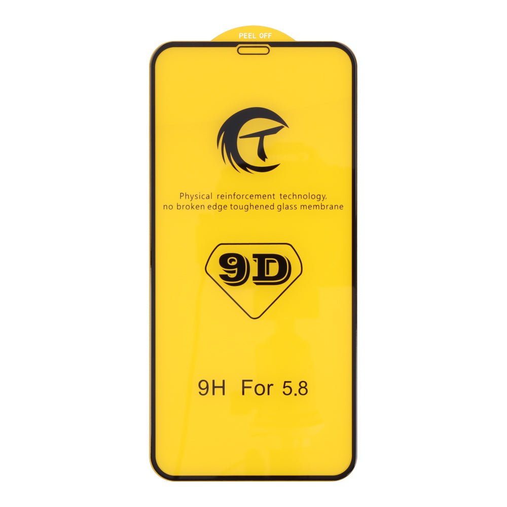 10 stuks 9D full screen tempered glass screenprotector voor iPhone X/XS/11 Pro zwart