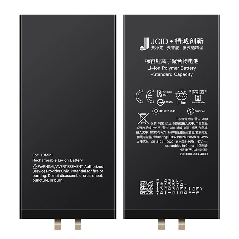 10 stuks JC 2406mAh batterijcel + batterij plaklaag voor iPhone 13 Mini 5.4" standaard capaciteit versie OEM