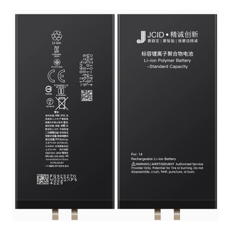 10 stuks JC 3279mAh batterijcel + batterij plaklaag voor iPhone 14 standaard capaciteit versie OEM