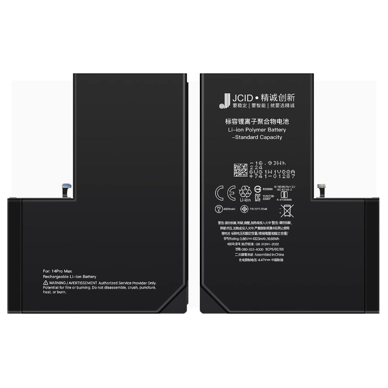 10 stuks JC 4323mAh batterij + batterij plaklaag voor iPhone 14 Pro Max zonder pop - ups decodeerversie OEM