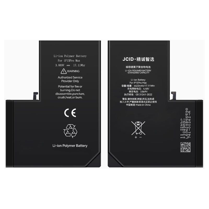 10 stuks JC 4422mAh batterij + batterij plaklaag voor iPhone 15 Pro Max geen pop - ups decodeer versie OEM