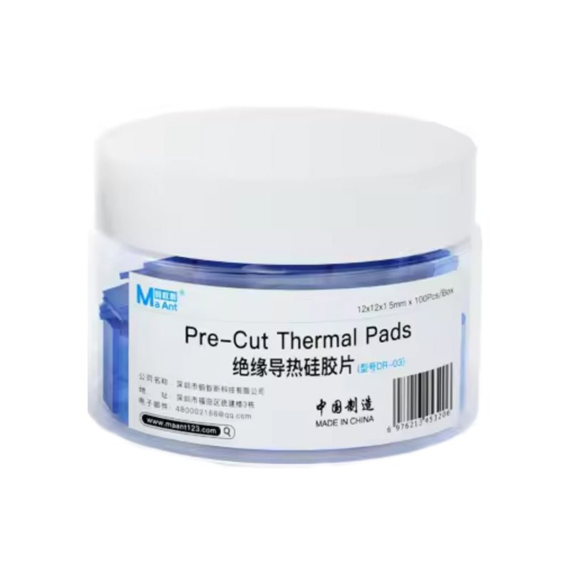100 stuks/Box MaAnt DR - 03 12x12x1,5mm thermisch isolerende siliconenplaat blauw