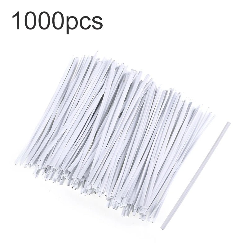 1000 stuks 0.3*0.1*8cm enkele kern elektrolytisch verzinkt kunststof gecoate ijzerdraad twist tie wit