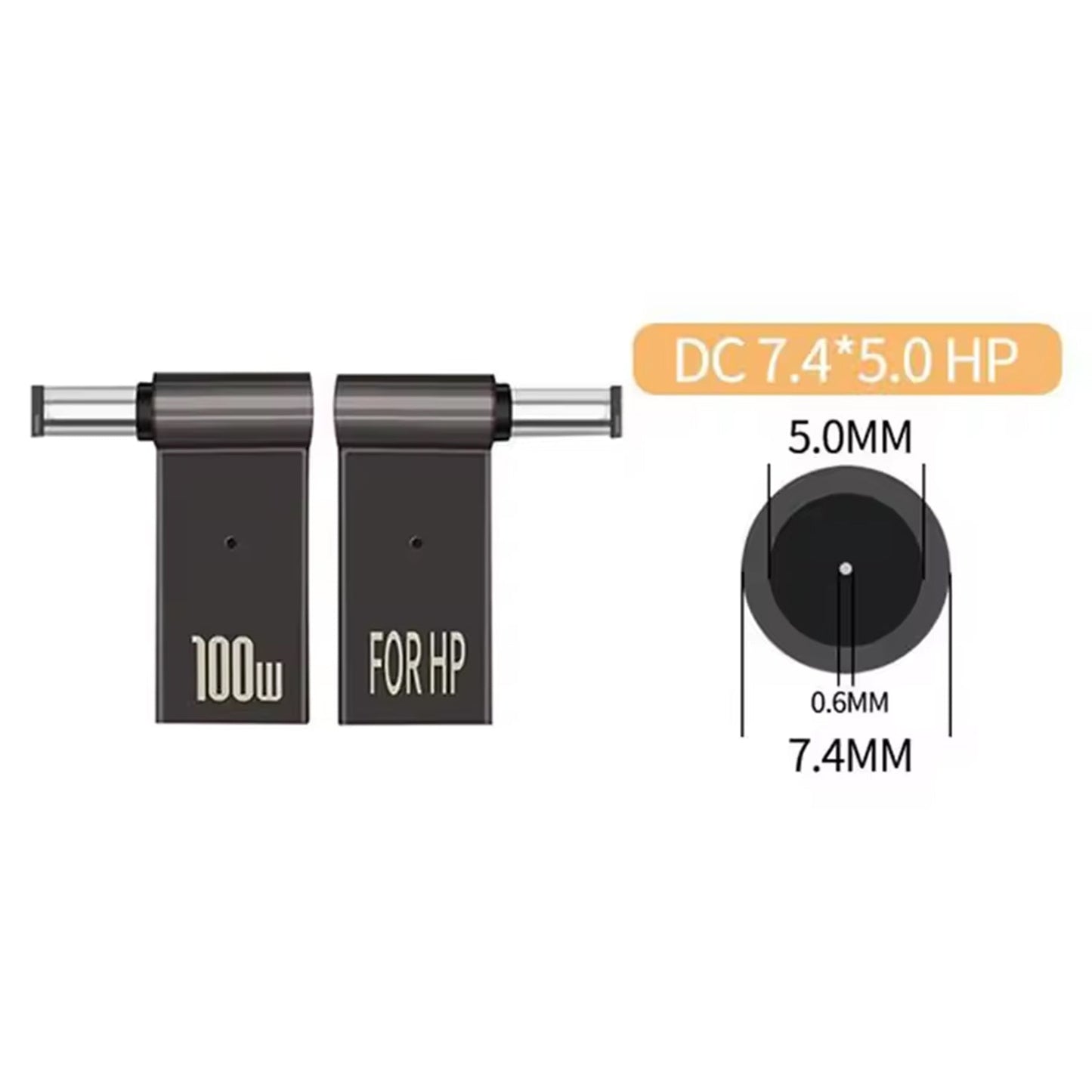 100W USB - C (Female) naar 7.4*5.0mm (Male) Snelle oplader voor HP Laptop