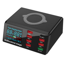 100W USB hub 8 poort QC 3.0 PD draadloos snel laadstation met digitaal display EU adapter - OEM Spares