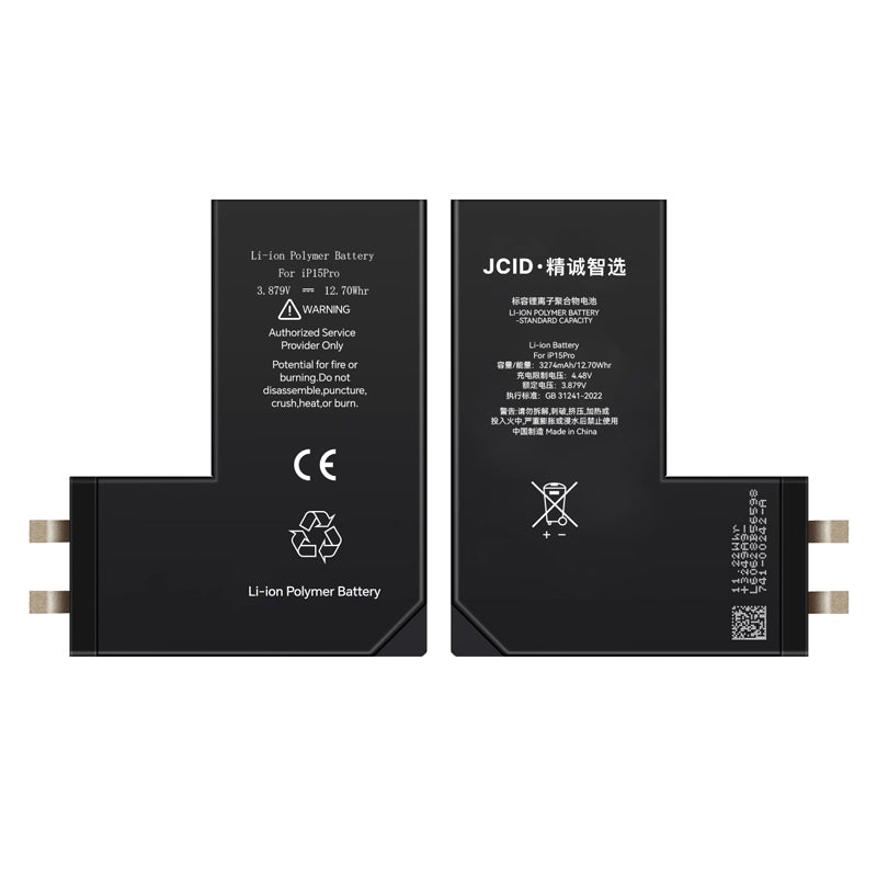 10st JC 3480mAh batterijcel + batterij plaklaag voor iPhone 15 Pro standaard capaciteit versie HQ