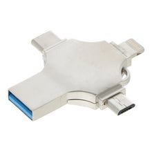 128G 4 in 1 USB 3.0 Flashdisk voor Lightning/Micro/USB - C Zilver