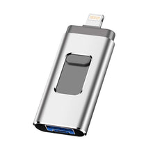 128G USB - C + Lightning + USB + Micro 4 in 1 Flash Drive voor Telefoon/Laptop Zilver