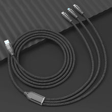 1.2M 200W 3 in 1 Micro+Lightning+USB - C snelle opladerkabel Zwart