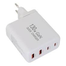130W USB - C*2+USB*2 vier poorten GaN Snel lader met verpakking EU Plug Wit