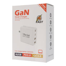 130W USB - C*2+USB*2 vier poorten GaN Snel lader met verpakking EU Plug Wit