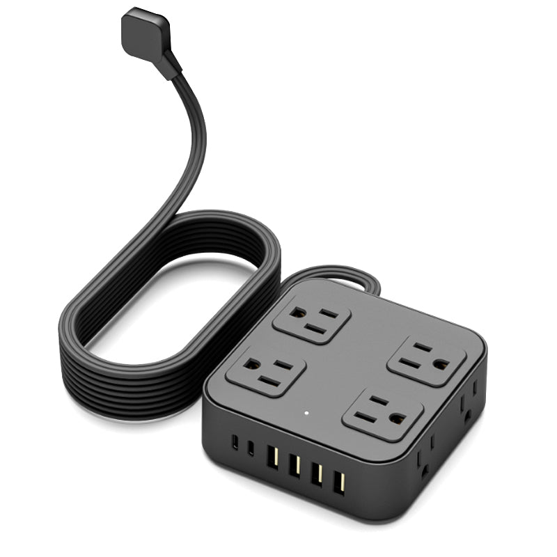 14 in 1 AC*8+USB*4+USB - C*2 stekkerdoos US adapter zwart