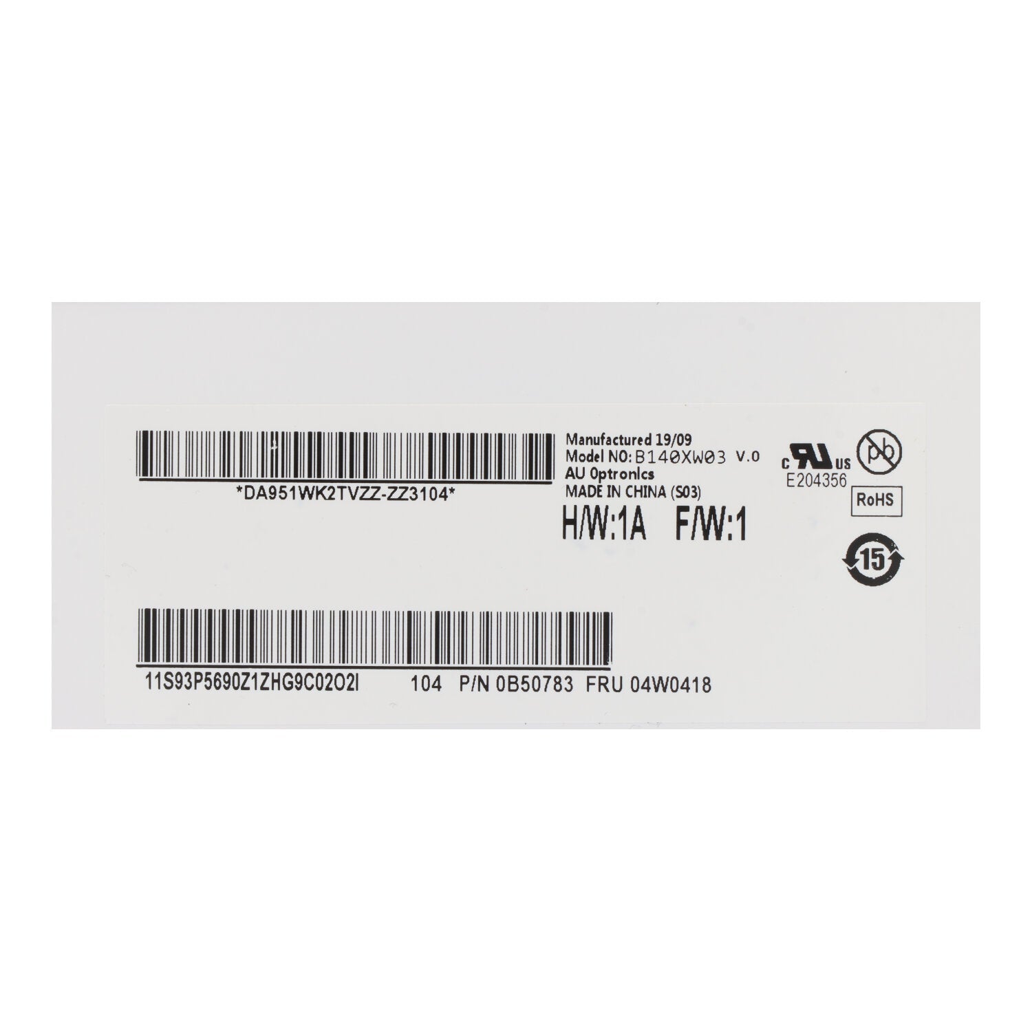 14.0 inch B140XW03 - V0 LCD scherm niet - touch glanzend 1366*768 60Hz Origineel LVDS 40Pin