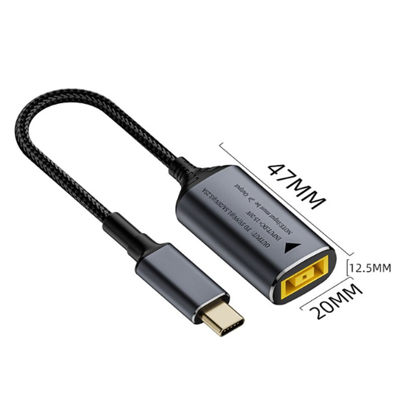 140W Lenovo DC vierkante poort female naar USB - C male oplaadkabel