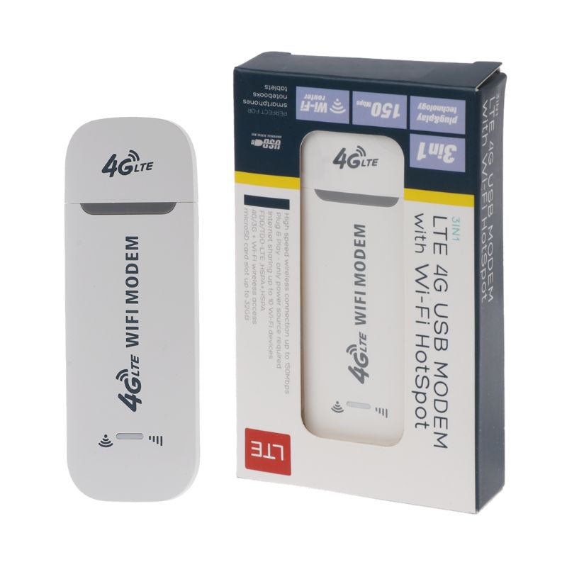150Mbps 4G LTE USB Modem Netwerkadapter met WiFi Hotspot Simkaartslot Draadloze Router Wit