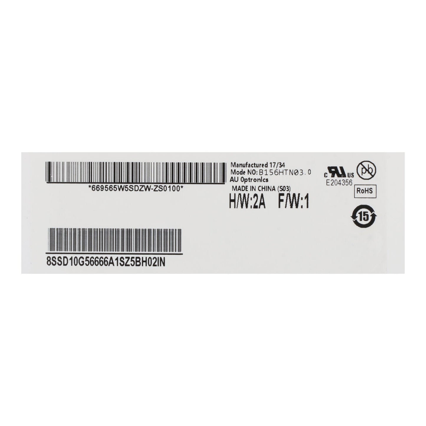 15,6 inch B156HTN03.0 LCD Display Niet - aanraakbaar Glanzend 1920*1080 60Hz Origineel eDP 30Pin - OEM Spares