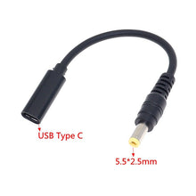 15cm USB - C (female) naar 5.5*2.5mm (male) adapterkabel voor laptop oplader
