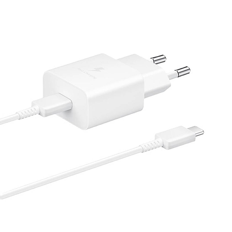 15W USB - C oplader met 1M 3A USB - C naar USB - C kabel voor Samsung EU stekker OEM wit